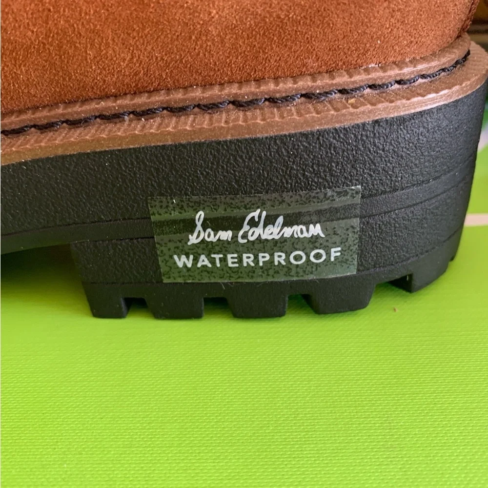 Sam Edelman Chestnut/Tan Suede Chelsea Boots with Black Elastic NWT